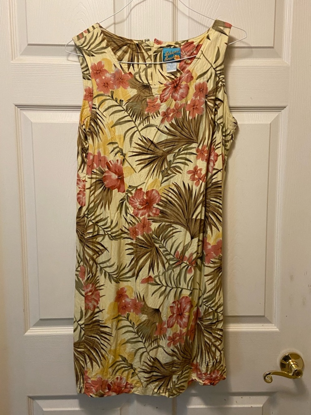 Island Boho Tropical Shift Dress in Yellow with Floral Print